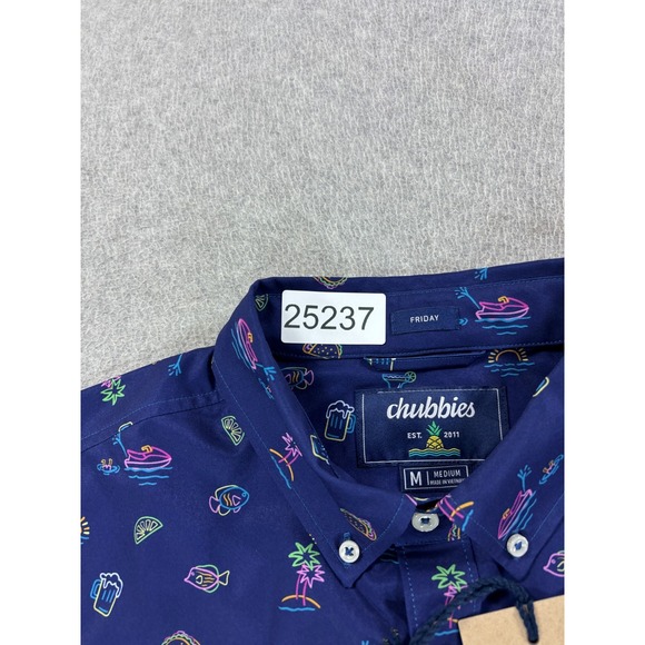 NWT Chubbies Neon Bites Performance Friday Shirt (Men's Medium)‎ Blue - Picture 5 of 11